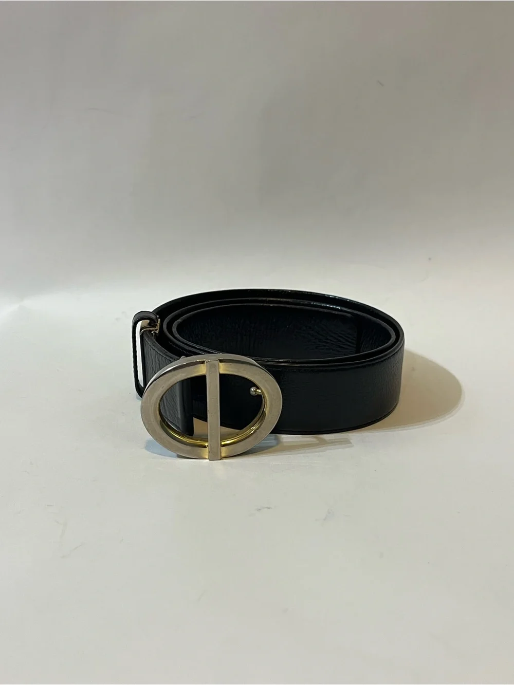 Vintage Christian Dior Oval Two-Tone CD Buckle Leather Belt 🇫🇷